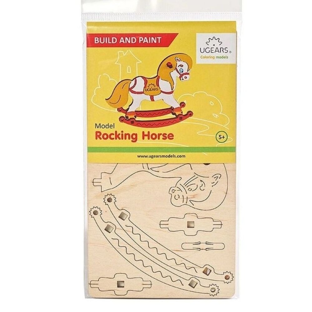 Build & Paint Ugears Wooden Rocking Horse Model Kit For Ages 5+